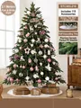 2,1m luxuriöser rosa-weißer PE Weihnachtsbaum mit 115-teiligem Ornament-Set und LED - 2,1m (115 tlg. Zubehör) / Rosa Weiß