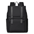 Minimalistischer schwarzer wasserdichter Laptop Rucksack mit Schnallenverschluss für Studenten - Schwarz