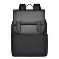 Zaino business nero minimalista con rivestimento impermeabile e chiusura a fibbia per ufficio - Nero