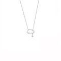 Collana con ciondolo a nuvola in madreperla bianca e zircone a goccia su base argento - Catena Per Clavicola A Nuvola / Oro Bianco