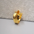 Minimalistischer goldener welliger Ring mit polierter Lavatextur für modebewusste Frauen - Einstellbar Offen / Unregelmäßiges Wellendesign (S-R837)