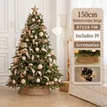150cm künstlicher PE Weihnachtsbaum Set in Butter-Kaffee-Gold mit warmer LED Beleuchtung - Kleine Spezifikation / Butter Kaffee