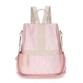 Mochila moderna rosa para mujer con textura ondulada y correas en contraste color crema - Rosa