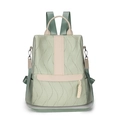 Mochila acolchada verde claro con asas beige y correas de hombro versátiles - Verde