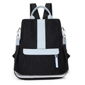 Mochila acolchada negra para mujer con detalles azul claro y correas desmontables - Negro