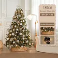 Luxuriöser 180cm PE-Weihnachtsbaum in Silberweiß mit 60 Dekoartikeln und Baumkorb - Kleine Spezifikation / Romantisches Silber