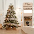 210cm Luxus PE Weihnachtsbaum in Silber-Weiß mit 58 Ornamenten und LED-Lichterkette - Kleine Spezifikation / Mermaid-Perlsilber