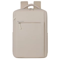 Minimalist beige business laptop backpack with URBAN LIVE STYLE print on white background - Off White