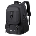 Großer schwarzer Reise-Rucksack mit separatem Schuhfach und integriertem USB-Ladeanschluss - Schwarz