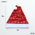 Cappello natalizio rosso con fiocchi di neve dorati e bordo in morbido peluche - Cappello di Natale con Fiocchi Rossi
