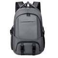 Mochila de viaje gris oscuro de gran capacidad en tela oxford con cremalleras múltiples - Gris