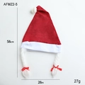 Cappello di Babbo Natale rosso in peluche con bordo bianco e trecce con fiocchi - Cappello di Natale Rosso con Trecce