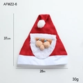 Classic red Christmas hat with plush Santa Claus applique and white pom-pom 37x28cm - Red Santa Claus Christmas Hat
