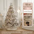 180cm milchweißer Weihnachtsbaum-Set mit 44 Ornamenten, Baumkorb und LED-Lichtern - Kleine Spezifikation / Ätherisches Milchweiß