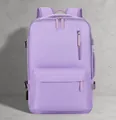 Vista frontale di uno zaino da viaggio multifunzionale viola in tessuto nylon impermeabile - Viola