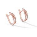 Elegant rose gold S925 sterling silver U-shaped hoop earrings with sparkling crystal accents - Rose Gold