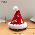 Mini plush Christmas hat with silver snowflakes and gold Merry Christmas text - Mini Red Knit Christmas Hat Decoration