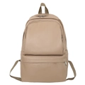 Sac à dos minimaliste en cuir kaki pour étudiants avec poches zippées et sangles - Kaki