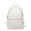 Sac à dos minimaliste en cuir PU blanc pour femme avec poche zippée et fentes latérales - Blanc