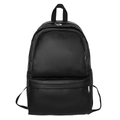 Sac à dos minimaliste en cuir PU noir pour étudiants avec grand compartiment et poche avant - Noir