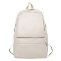 Sac à dos minimaliste en cuir PU blanc crème pour étudiants avec plusieurs zips de rangement - Beige