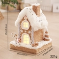 Maison en pain d'épices de Noël lumineuse avec neige, décoration de table festive de 25cm - Style B (ABCZ135-2)