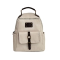 Zaino rétro in ecopelle bianco crema con fibbie vintage e dettagli marroni - Bianco Sporco