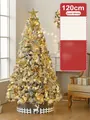 120cm snow-flocked Christmas tree with gold and white ornaments and warm LED lights - 120cm Snow Tree Set Gold White