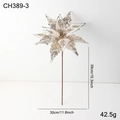 Glitter champagne mesh artificial flower for Christmas tree decoration with 39cm stem - Mesh Sequin Style - Champagne Gold (CH389-3)