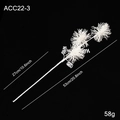 53cm white glitter artificial Christmas branch with three fluffy pompom flower heads - White