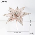 Champagner-rosa Weihnachtsblume aus Netzstoff mit Glitzer für den Weihnachtsbaum - Champagner Rosa Pailletten Ball Stil (CH392-1)