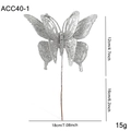 Farfalla argentata glitterata per decorazione albero di Natale con dimensioni - Farfalla Traforata (ACC40-1) / Argento