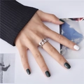 Anillo de cadena de eslabones cubanos en plata de ley S925 pulida para mujer - Oro Blanco