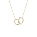Elegant gold S925 silver necklace with interlocking geometric squares and pavé zircon stones - Gold
