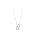 Close-up of interlocking geometric silver rectangles with white cubic zirconia pavé setting - White Gold