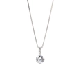 Klassische 925 Silberhalskette mit rundem Zirkonia-Anhänger an einer feinen Box-Kette - Silber (Zirkon Wassertropfen Halskette)