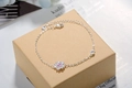 S925 silver bracelet featuring pink cherry blossoms and round zircon with adjustable chain - Pink Sakura Bracelet
