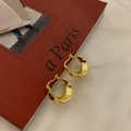 Minimalist irregular S925 sterling silver hoop earrings with a gold textured finish - Gold