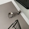 Minimalist S925 sterling silver irregular wave earrings with liquid metal polished finish - Silver