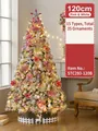 120cm pink and white themed artificial Christmas tree with lights and 35 ornaments - 120cm Snow Tree Set Pink White