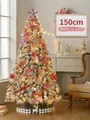 Pink and white 150cm snow-flocked Christmas tree with ornaments and warm LED lights - 150cm Snow Tree Set Pink White