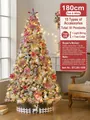 180cm pink and white snow-flocked Christmas tree with LED lights and 61 decorations - 180cm Snow Tree Set Pink White