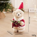 Weihnachtsteddybär im Weihnachtsmann-Outfit mit kariertem Geschenk, 36cm Plüsch-Dekoration - 36CM / Mittlerer Bär