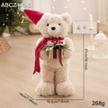 Weihnachtsteddybär aus hellbraunem Plüsch mit rotem Schal und Mütze 41cm hoch - 41cm / Großer Bär