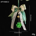 Pendentif nœud vert avec cloche dorée et cerf pour la décoration du sapin de Noël - Pendentif Cloche Verte