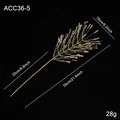 Golden glitter artificial feather leaf branch for Christmas tree decor, 55cm length - Gold
