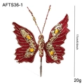 Red velvet butterfly Christmas tree clip with gold sequins and 17cm height - Butterfly Style (AFTS36-1) / Red