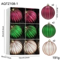 6er-Set 8cm Weihnachtskugeln in Lila, Grün und Beige mit Glitzer-Finish-Dekoration - 8CM Weihnachtskugel Stil A