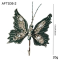 Dark green sequined butterfly clip with sparkling rhinestones for Christmas decor - Butterfly Style (AFTS36-2) / Green