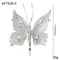 Silver butterfly Christmas tree clip with glitter sequins and faux gems 17cm - Butterfly Style (AFTS36-3) / Silver